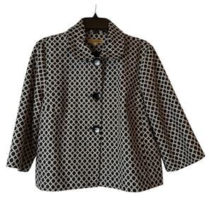 Notations Black & White 3/4 Sleeves Blazer - Size Large